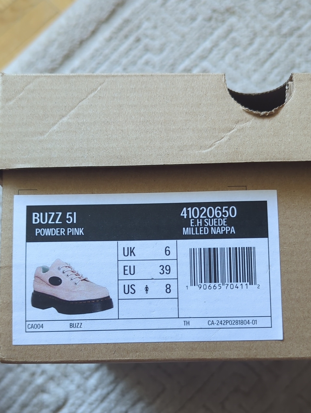 Doc Martens Buzz 5I Powder Pink Suede - Size 8 - Picture 6 of 7